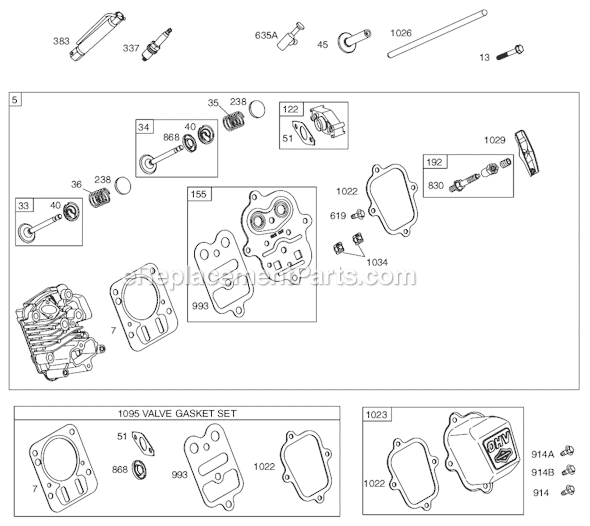 Page B Diagram and Parts List for 12D100SERIES 0110-0940 Briggs and Stratton Engine